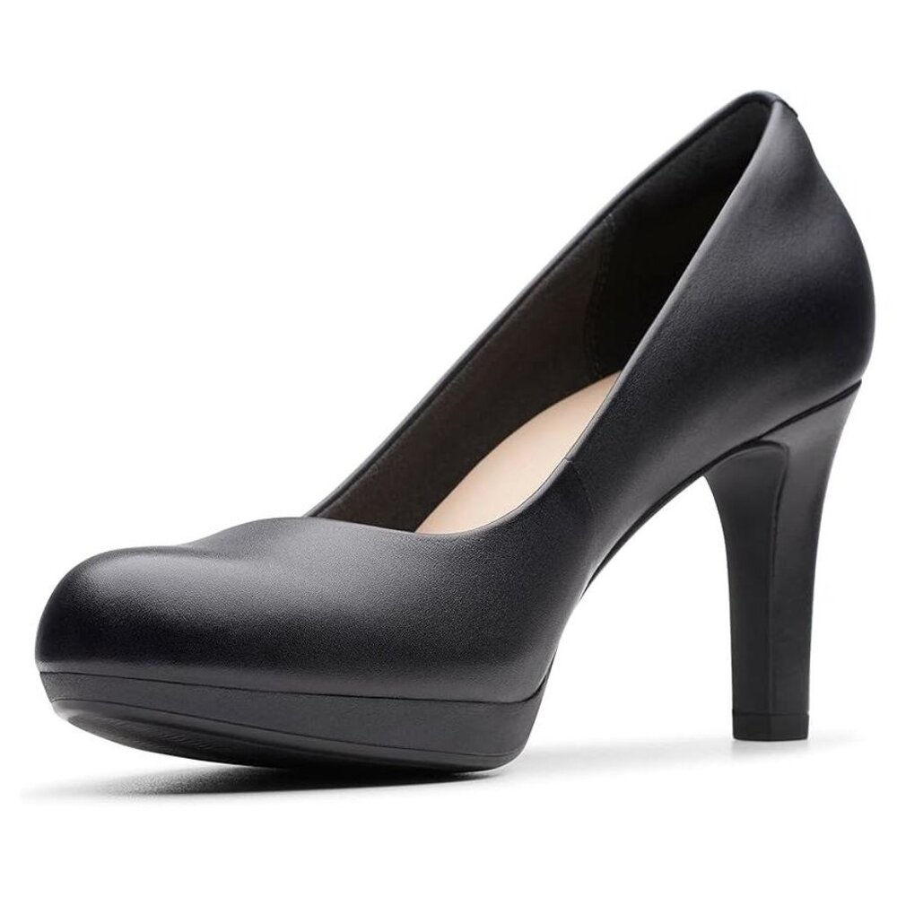 NEW Clarks Womens Adriel Viola Leather Pump 8.5 black